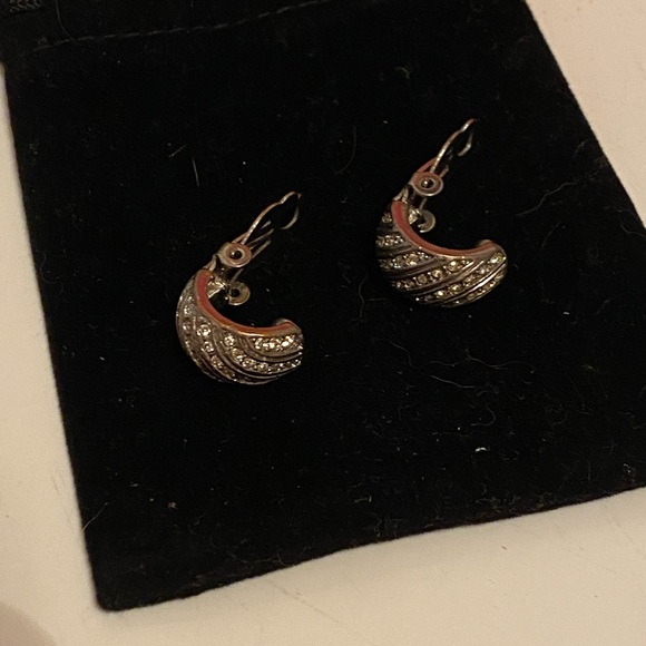 Silver CZ clipon earrings - Picture 3 of 10